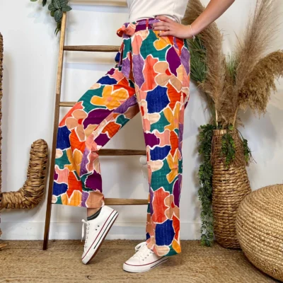 L787- Pantalon Palazzo By One (T36-T40) - orange - 38