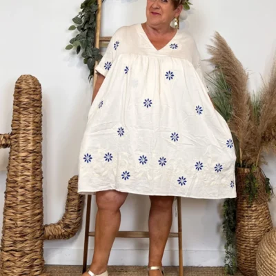 K142 - Robe-Short Imprimée (T40-T48) - ecru - 48