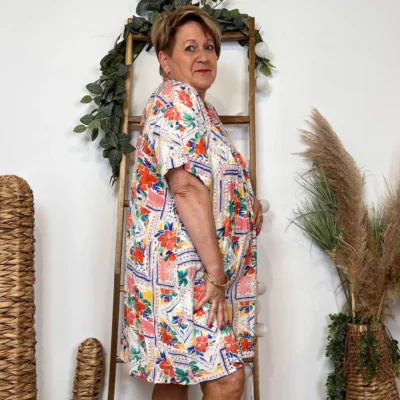 K147 - Robe-Short Imprimée (T40-T48) - blanc - 48