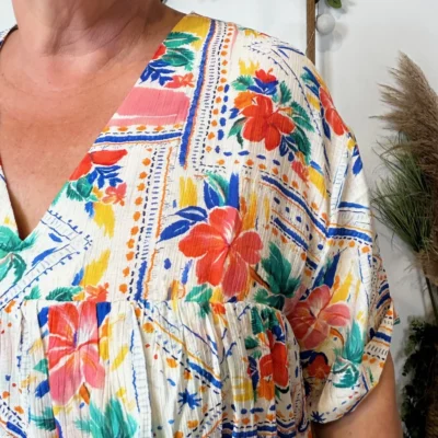 K147 - Robe-Short Imprimée (T40-T48) - blanc - 48