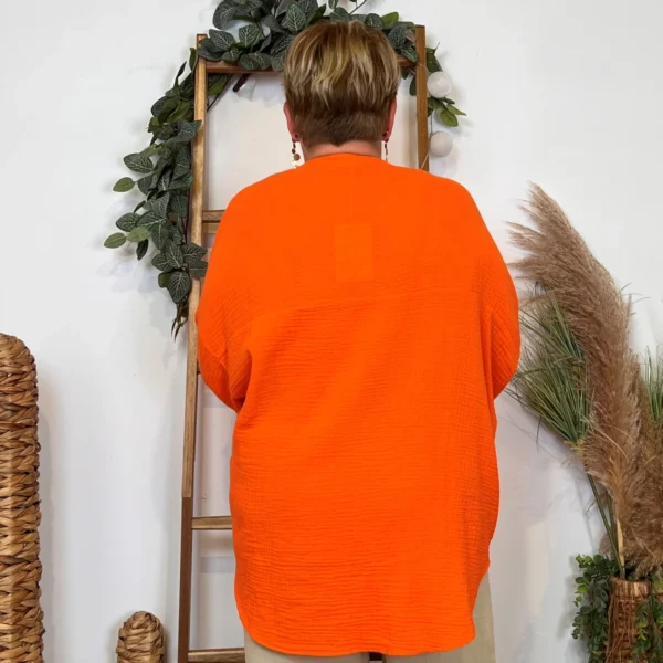 Z341-Chemisier uni (Gt) 🇮🇹 - orange - taille-unique-grande-taille