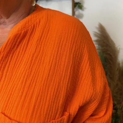 Z341-Chemisier uni (Gt) 🇮🇹 - orange - taille-unique-grande-taille