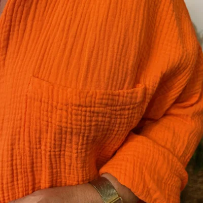 Z341-Chemisier uni (Gt) 🇮🇹 - orange - taille-unique-grande-taille