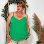 Débardeur femme dos brodé MAËLLE T40-T48 - vert-bresil - 48