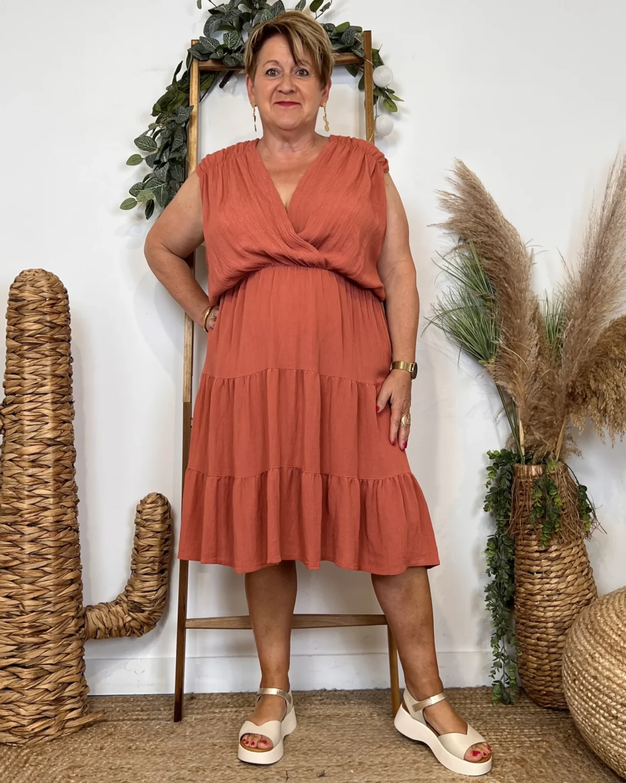 Z345- Robe C’Mélodie (Gt) 🇮🇹 - rouille - taille-unique-grande-taille