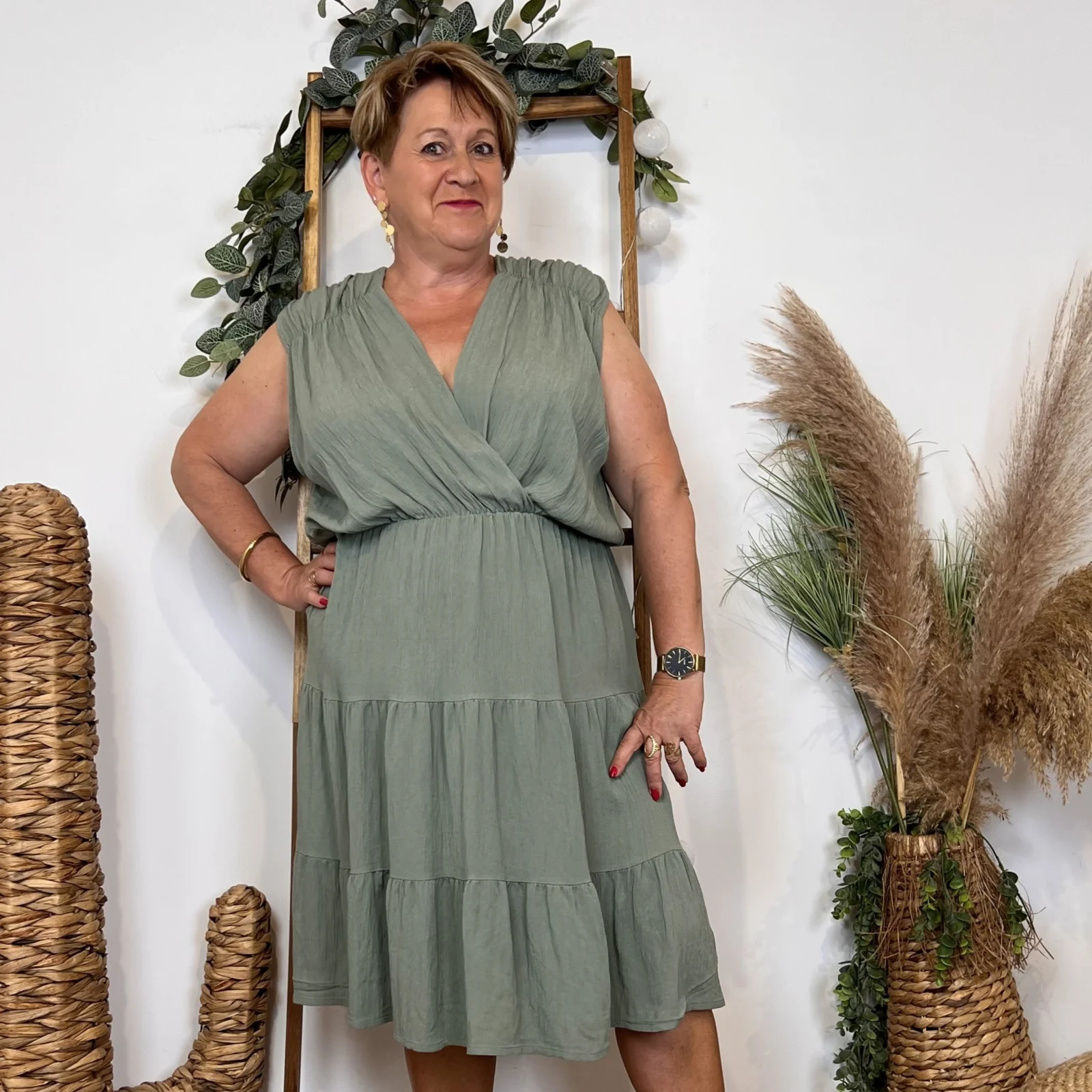 Z345- Robe C’Mélodie (Gt) 🇮🇹 - kaki - taille-unique-grande-taille