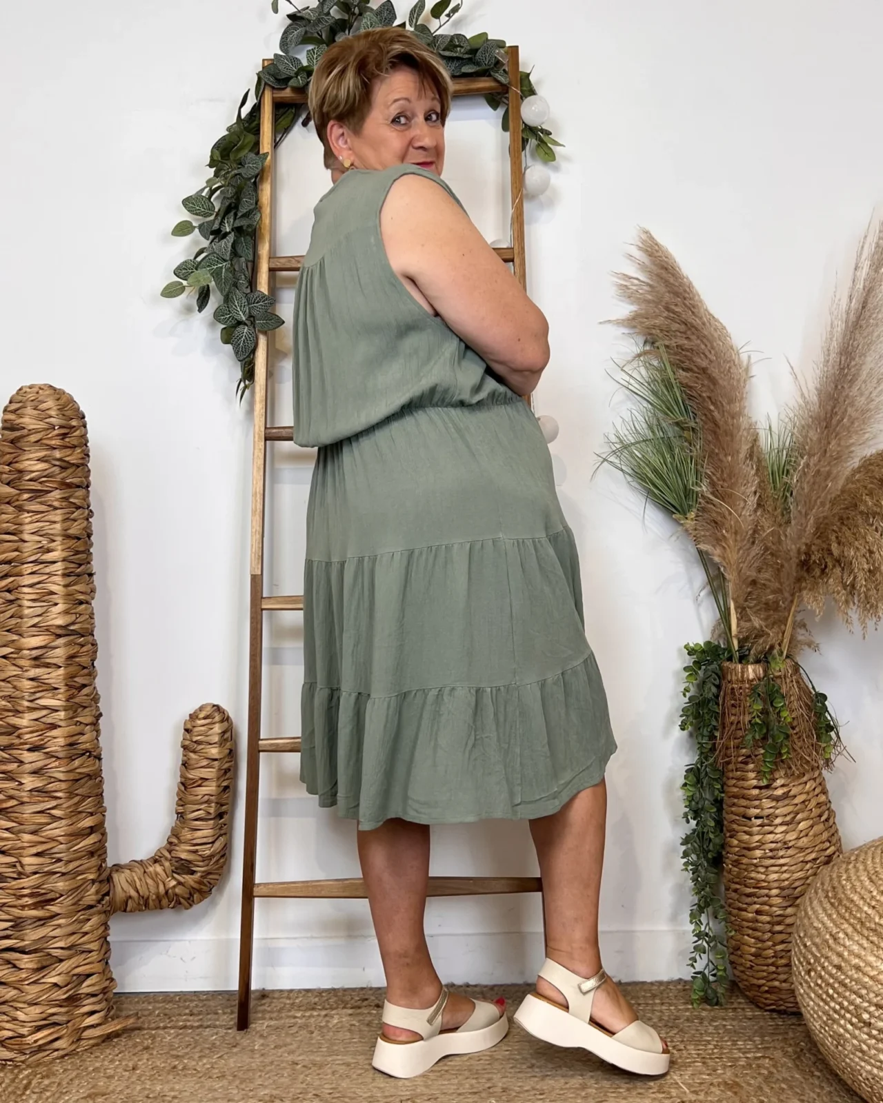 Z345- Robe C’Mélodie (Gt) 🇮🇹 - kaki - taille-unique-grande-taille