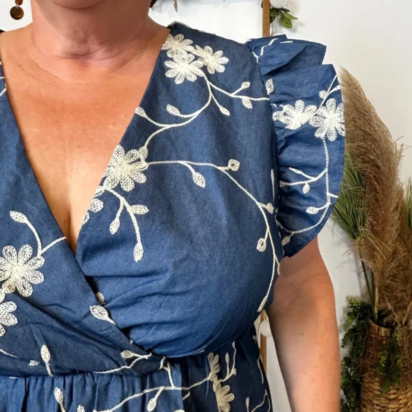 K204- Robe By One Fleurie (T40-T48) - bleu-indigo - 48