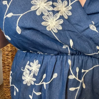 K204- Robe By One Fleurie (T40-T48) - bleu-indigo - 48