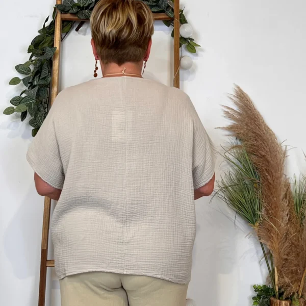Z196- Tunique coton & collier (Tu) 🇮🇹 - beige - taille-unique