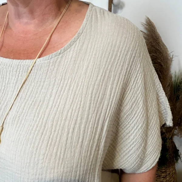 Z196- Tunique coton & collier (Tu) 🇮🇹 - beige - taille-unique