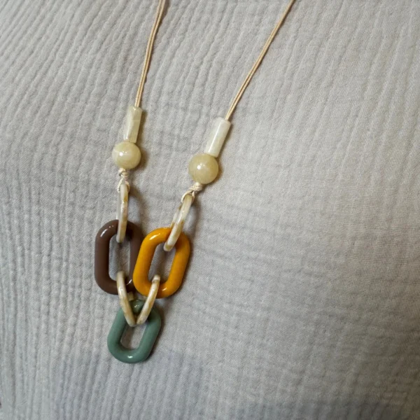 Z196- Tunique coton & collier (Tu) 🇮🇹 - beige - taille-unique