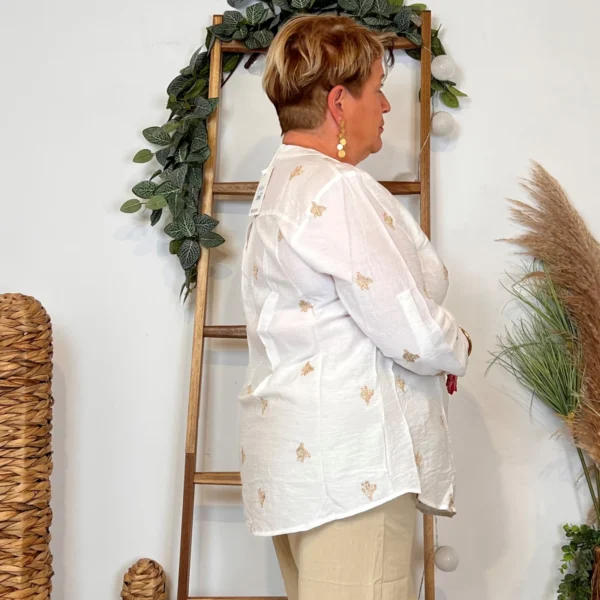 Z757- Blouse brodée Christy (T44-T52) - blanc - 52