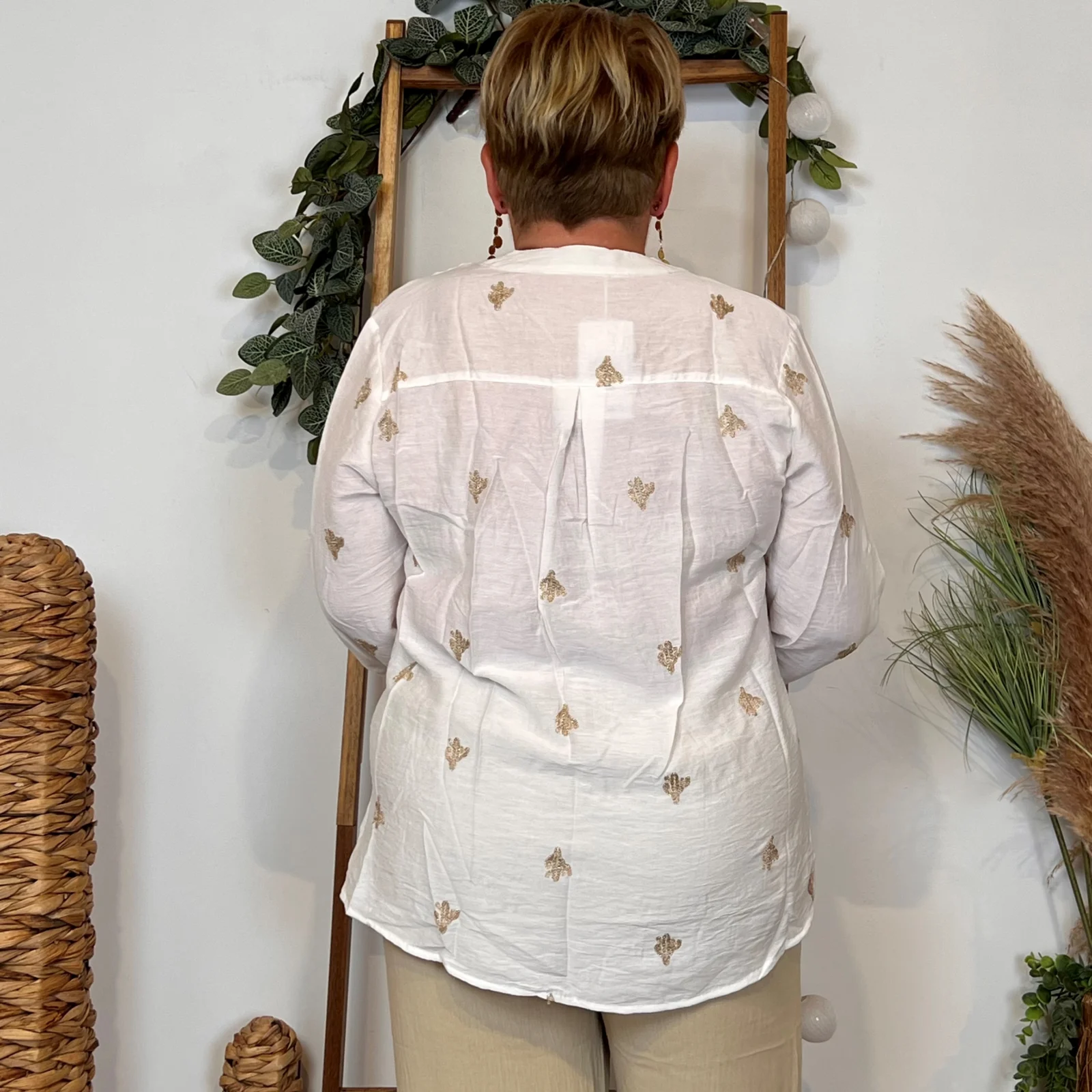 Z757- Blouse brodée Christy (T44-T52) - blanc - 52