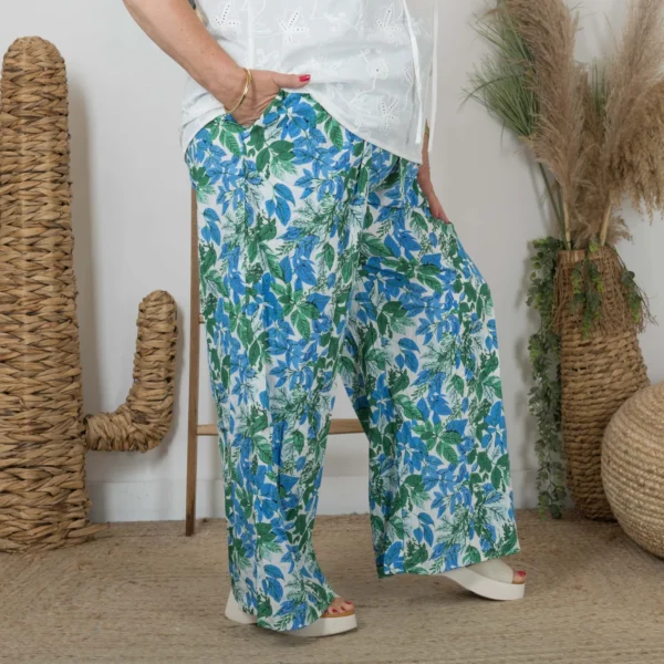 L787- Pantalon fluide (T40-T48) - bleu-turquoise - 48