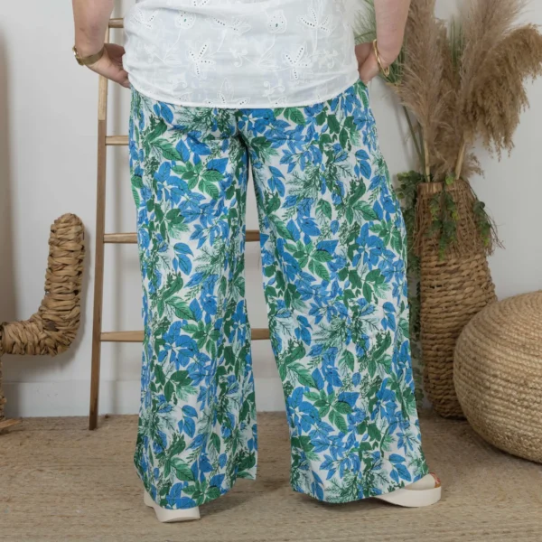 L787- Pantalon fluide (T40-T48) - bleu-turquoise - 48