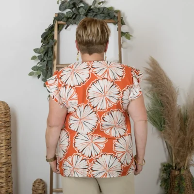 Z165-Chemisier imprimée Christy (T44-T52) - rouge - 52