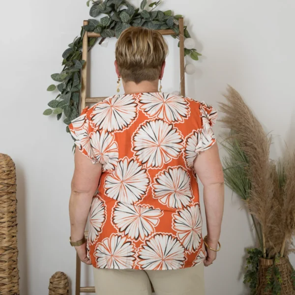 Z165-Chemisier imprimée Christy (T44-T52) - rouge - 52