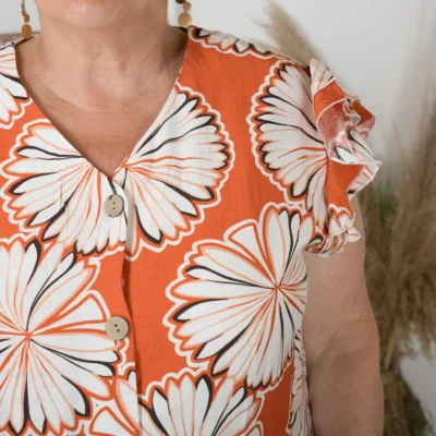 Z165-Chemisier imprimée Christy (T44-T52) - rouge - 52