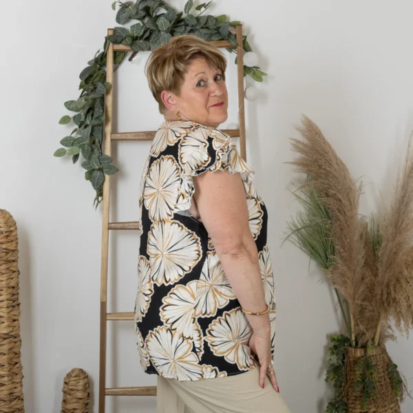 Z165-Chemisier imprimée Christy (T44-T52) - noir - 52