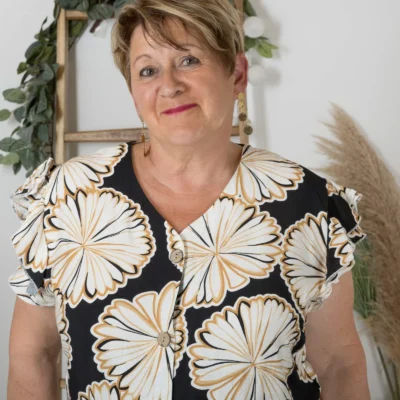 Z165-Chemisier imprimée Christy (T44-T52) - noir - 52