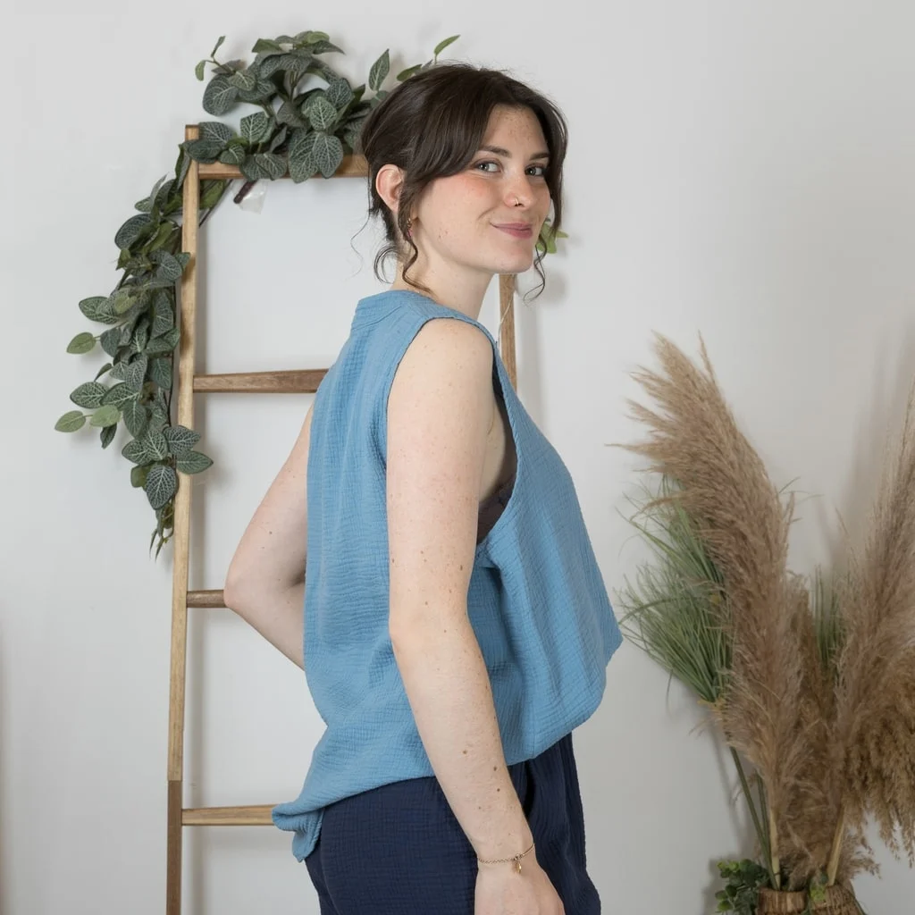 Debardeur coton (Tu) 🇮🇹 - bleu-ciel - taille-unique