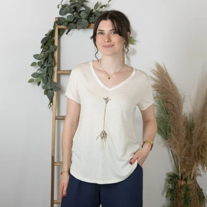 T-Shirt « Girafe» (TU) - beige - taille-unique