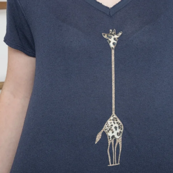 K177- T-Shirt « Girafe» (Tu) 🇮🇹 - marine - taille-unique