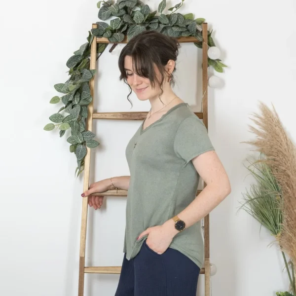 K177- T-Shirt « Girafe» (Tu) 🇮🇹 - kaki - taille-unique