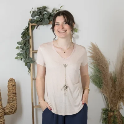 K177- T-Shirt « Girafe» (Tu) 🇮🇹 - rose-poudre - taille-unique