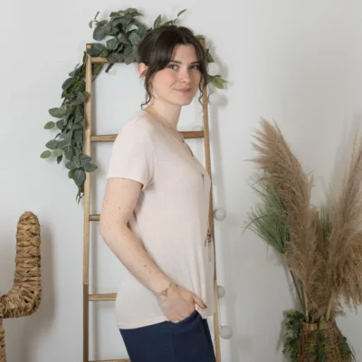 K177- T-Shirt « Girafe» (Tu) 🇮🇹 - rose-poudre - taille-unique