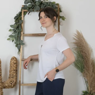 K177- T-Shirt « Girafe» (Tu) 🇮🇹 - blanc - taille-unique