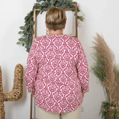 Z792- Tunique « Rosaces » (T44-T52) - fuchsia - 52