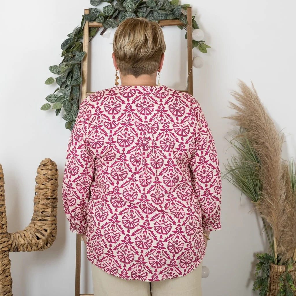 Z792- Tunique « Rosaces » (T44-T52) - fuchsia - 52