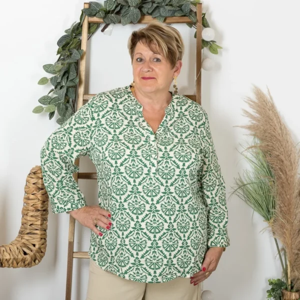 Z792- Tunique « Rosaces » (T44-T52) - vert-bresil - 52