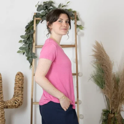 K177- T-Shirt « Girafe» (Tu) 🇮🇹 - fuchsia - taille-unique