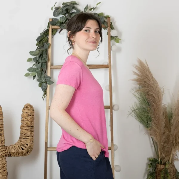 K177- T-Shirt « Girafe» (Tu) 🇮🇹 - fuchsia - taille-unique