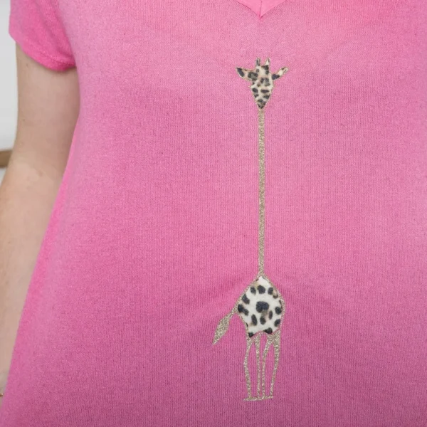 K177- T-Shirt « Girafe» (Tu) 🇮🇹 - fuchsia - taille-unique