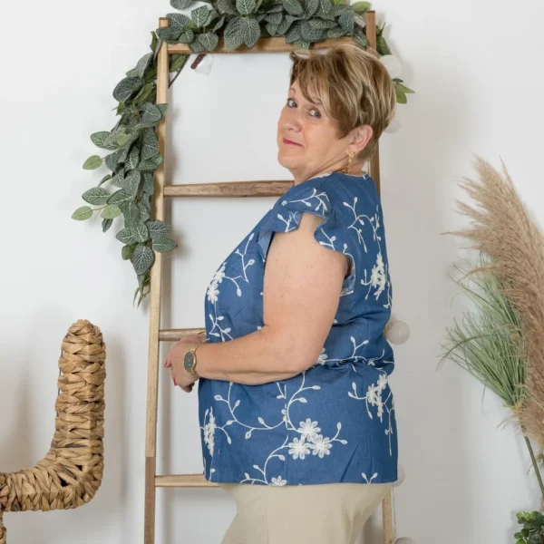 K236- Top By One en Coton (T40-T48) - bleu-indigo - 48