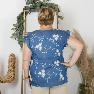 K236- Top By One en Coton (T40-T48) - bleu-indigo - 48