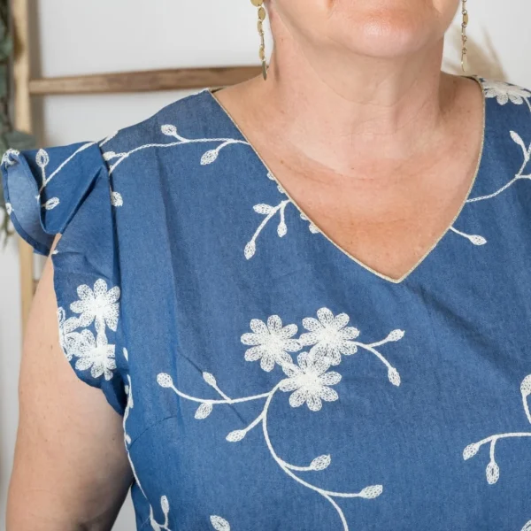 K236- Top By One en Coton (T40-T48) - bleu-indigo - 48