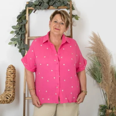 K169- Chemise coton By One (T40-T48) ❤️🔥 - fuchsia - 48