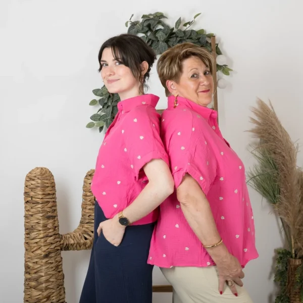 K169- Chemise coton By One (T40-T48) ❤️🔥 - fuchsia - 48