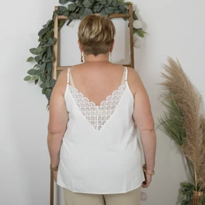 K233- Débardeur Maëlle dos brodé (T40-T48) - blanc - 48