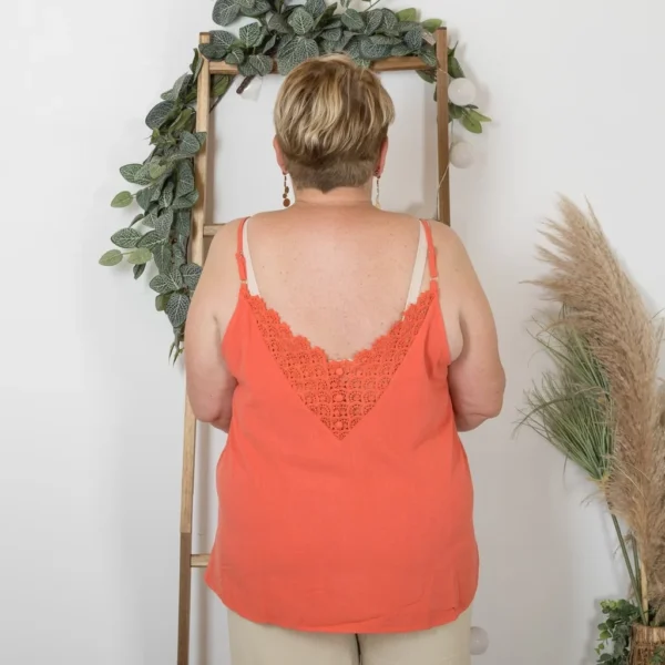 K233- Débardeur Maëlle dos brodé (T40-T48) - corail - 48