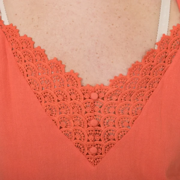 K233- Débardeur Maëlle dos brodé (T40-T48) - corail - 48