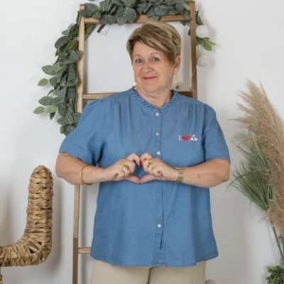 K265- Chemise By-One Cerises 🍒 (T40-T48) - denim - 48