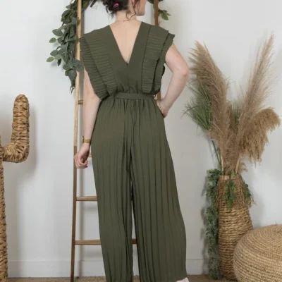 K124- Combinaison plissée (Tu) 🇮🇹 - kaki - taille-unique