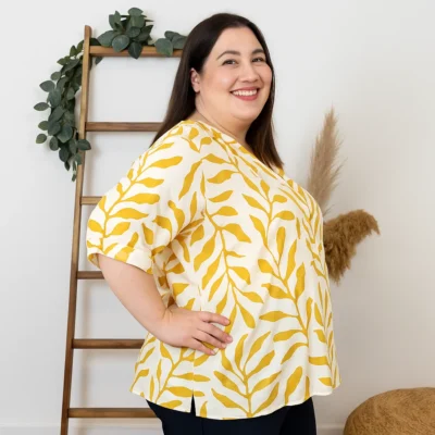 Z753- Blouse Curvy Manches courtes (T54-T58) - jaune - 58