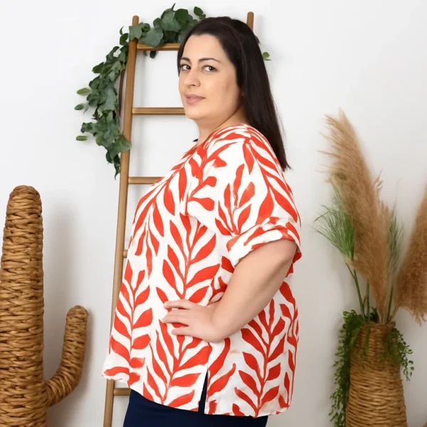 Z753- Blouse Curvy Manches courtes (T54-T58) - rouge - 58